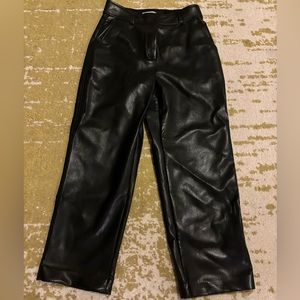 Aritzia black vegan leather command cropped pants